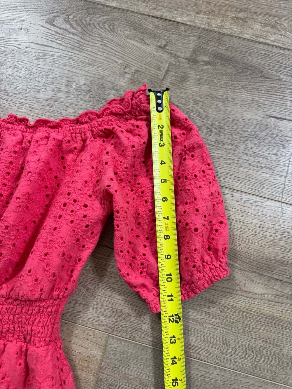 Betsey Johnson Paradise Pink Eyelet Off Shoulder Midi Dress Large Cottagecore - Picture 6 of 16